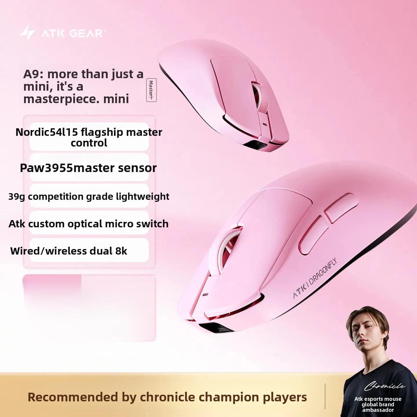 Ultimate Esports Gaming - Mouse Gamer ATK Dragonfly A9 MINI