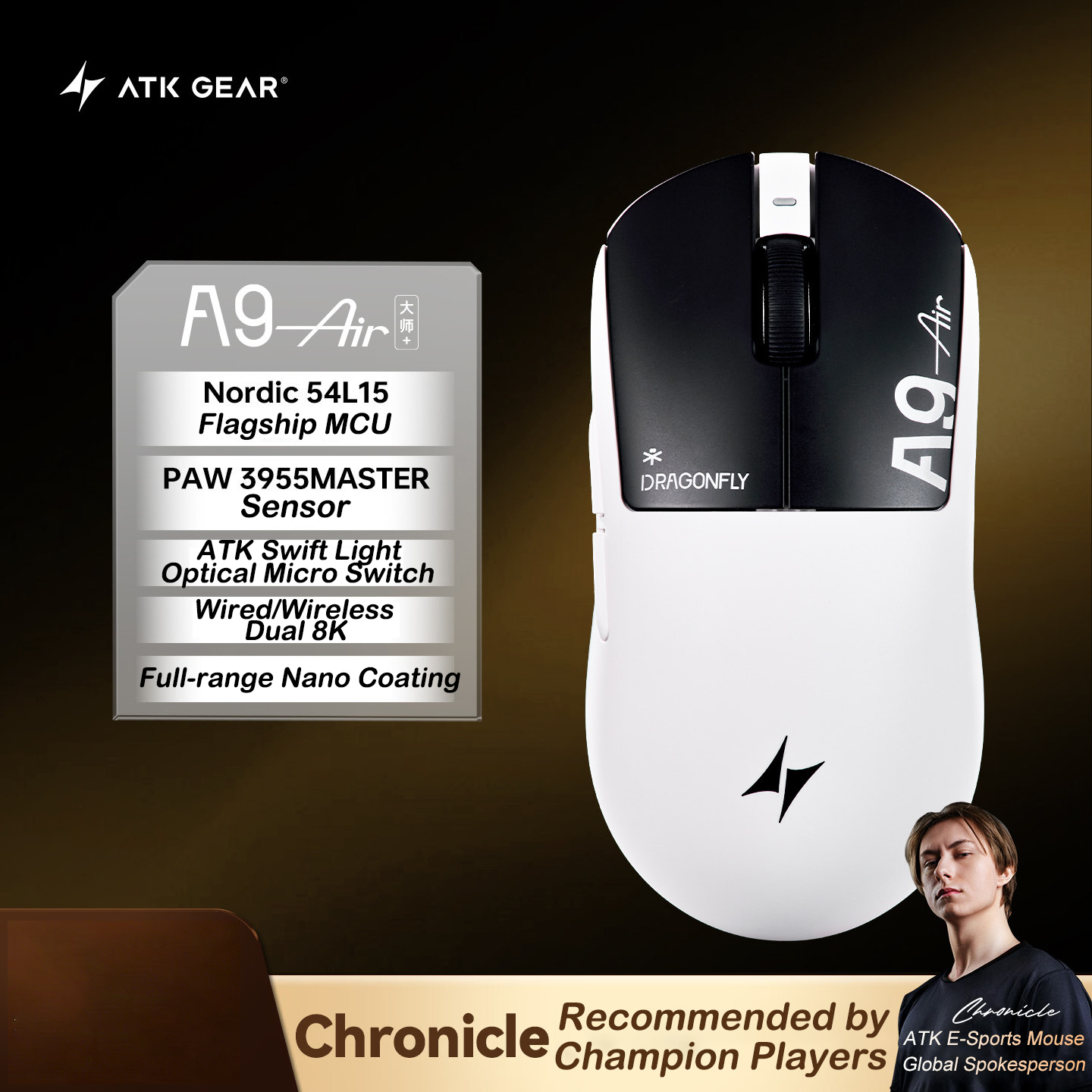 Ultimate Esports Gaming - Mouse Gamer ATK A9 Air Ultimate