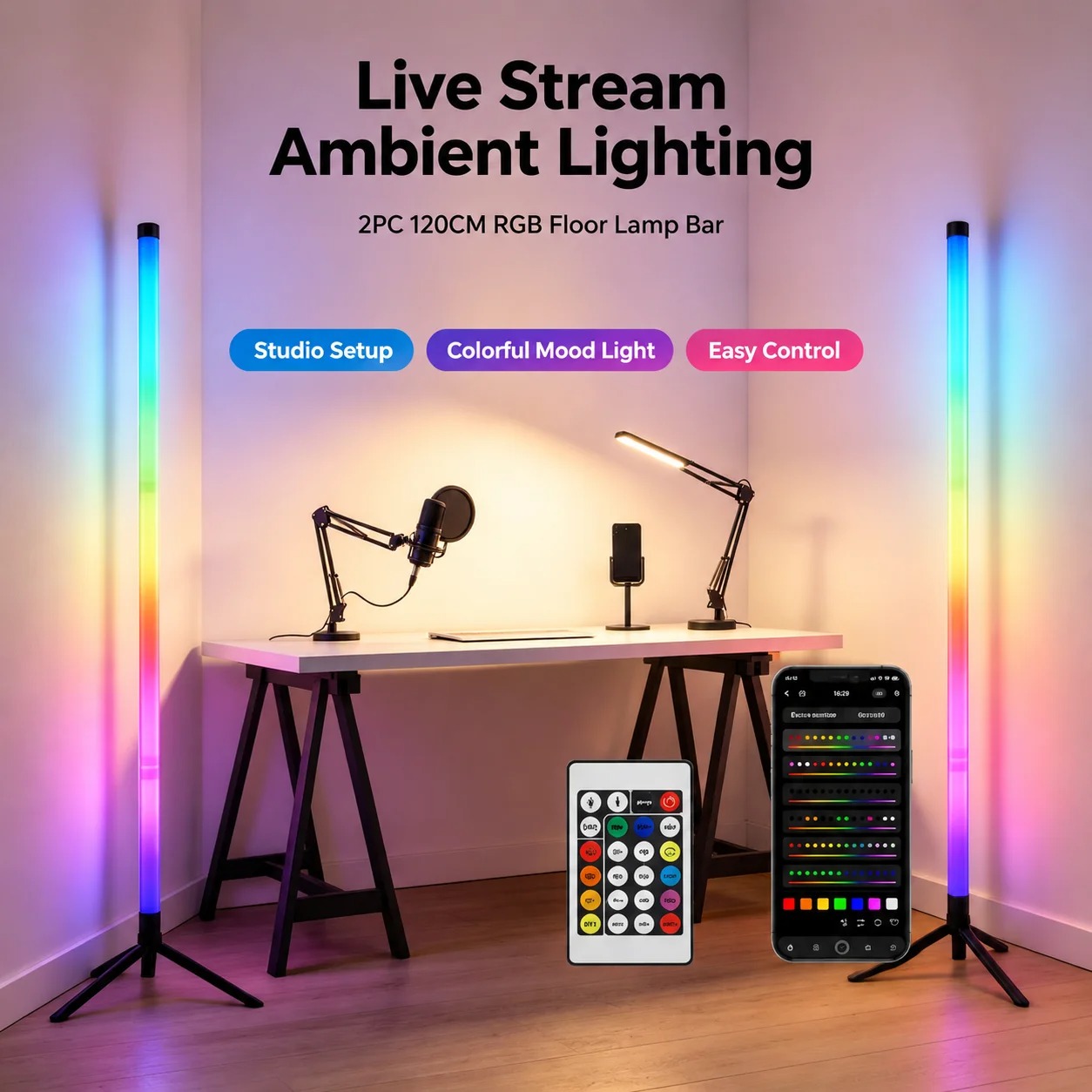 2PCS Luminária de Chão RGB de  - Gaming Esports Esports avaliação e preço